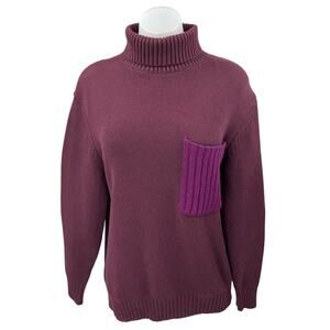 Zara Women's Purple Knit Long Sleeve Turtleneck Pocket Oversized Sweater Top M